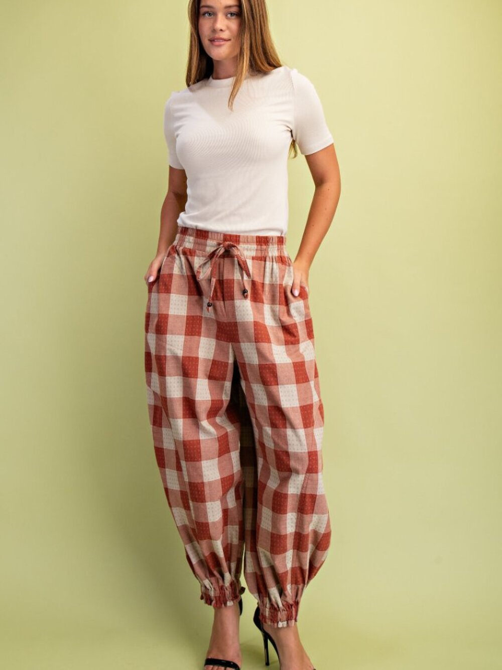 Check Print Balloon Style Pants - Picture 6 of 6